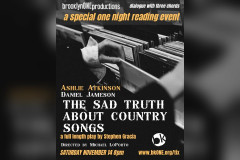 Poster for the staged reading of The Sad Truth About Country Songs by Stephen Gracia at the Tom Kane Theatre