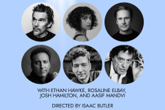 Ethan Hawke, Rosaline Elbay, Josh Hamilton, Aasif Mandvi, Isaac Butler and Tom Stoppard. Artwork: Theatre for a New Audience