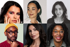 The first Helen Gurley Brown Theater Lab writers at Lincoln Center Theater. Top row: Abigail Barlow, Emily Bear and Avery Deutsch. Bottom row: James Ijames, Martyna Majok and Ro Reddick. Photos of Majok by Zachary Maxwell Stertz and of Reddick by Dash Kolos