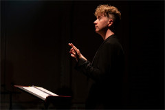 Jack D. Coen in I Became We at Atlantic Theater Company. Photo by Ahron R. Foster