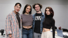 John Yi, Christine Carmela, Noah Pyzik and Aster Drewe in the rehearsal room for Ivories. Photo by India Stachyra
