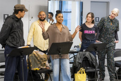 Justin Sudderth, props designer Oscar Escobedo, Taylor Iman Jones, Gabi Carrubba and Amy Jo Jackson. Photo by Russ Rowland