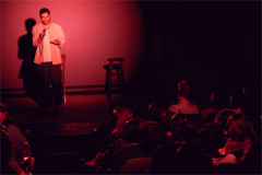 Drew Michael performs Love Me to the SoHo Playhouse audience. Photo by Curtis Brown