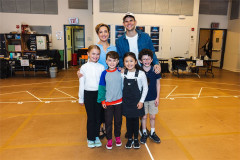 Kara Lindsay and Will Burton with Emery Layne Large, Rocco Van Auken, Beatrice Goddard Beggs and Max Ryan Burach in rehearsal for Mary Poppins at Paper Mill Playhouse. Photo by Rebecca J Michelson