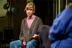 Susannah Flood as A in Pre-Existing Condition at the Greenwich House Theater. Photo by Austin Ruffer