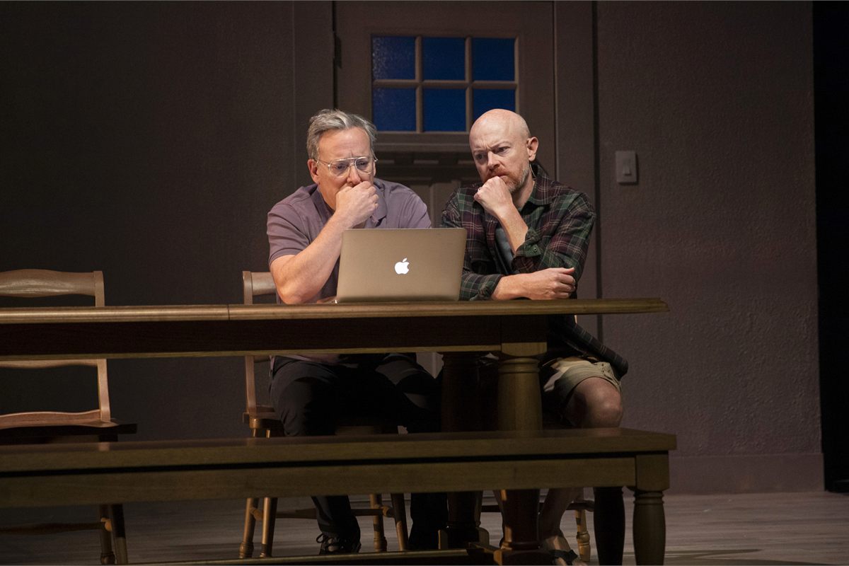 Jeremy Shamos and Jeff Biehl as the new neighbors in Anon at MCC Theater