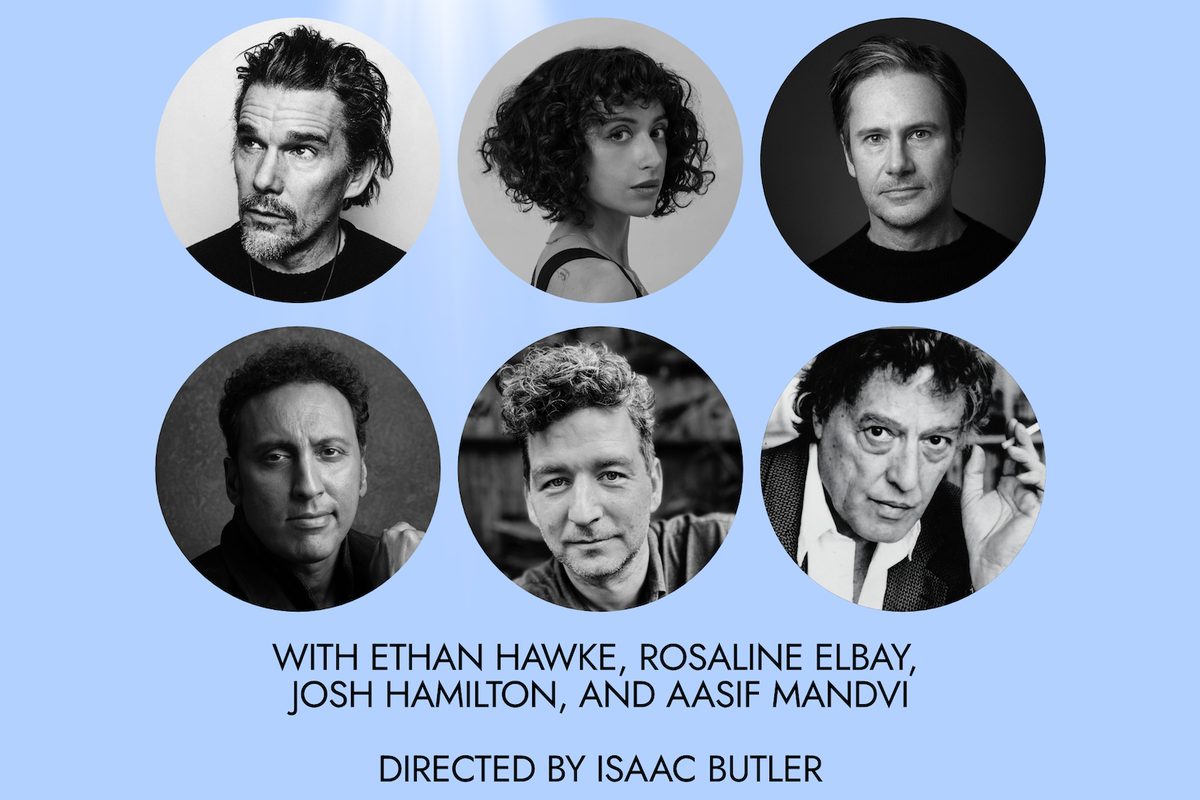Ethan Hawke, Rosaline Elbay, Josh Hamilton, Aasif Mandvi, Isaac Butler and Tom Stoppard. Artwork: Theatre for a New Audience