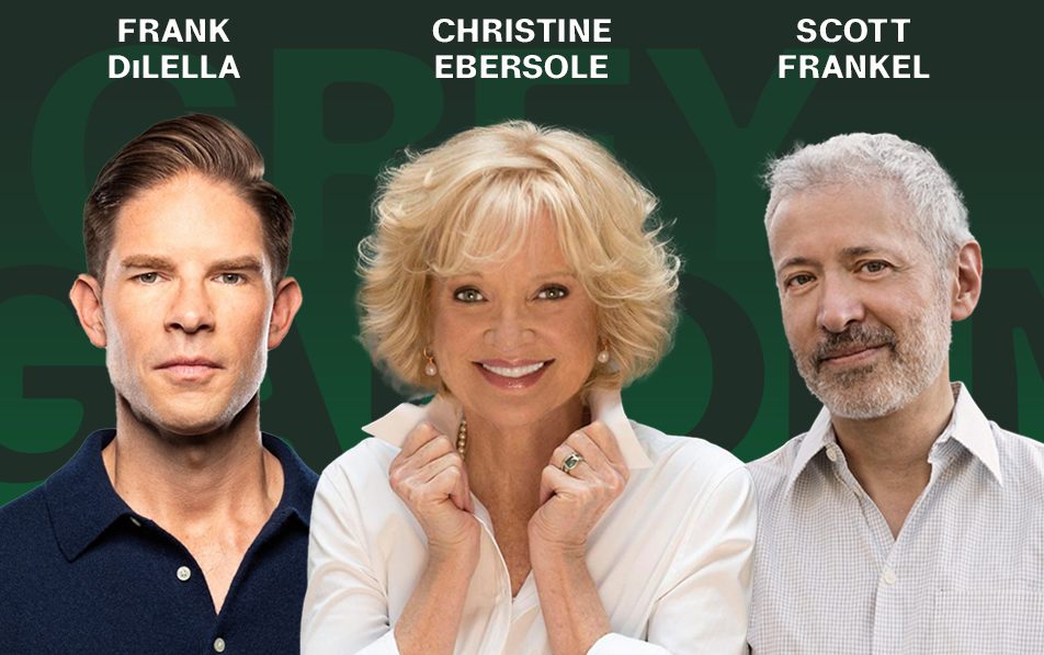 Frank DiLella, Christine Ebersole and Scott Frankel in the artwork for Grey Gardens: 20th Anniversary Celebration at Symphony Space
