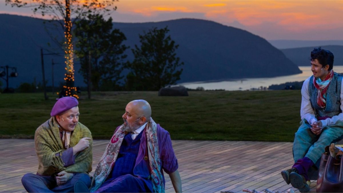 A Hudson Valley Shakespeare performance on the company's outdoor stage above the Hudson River in Garrison, New York