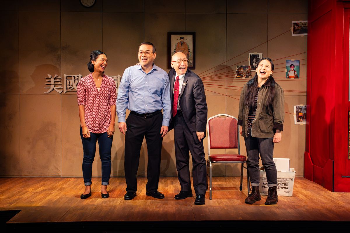 Maureen Sebastian, David Shih, Francis Jue and Kelly Marie Tran in King of the Yees at Signature Theatre. Photo by HanJie Chow