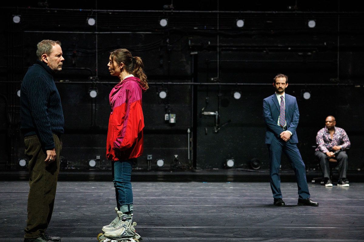 Thomas Jay Ryan, Jennifer Seastone, Will Brill and Greig Sargeant in Kramer/Fauci at St. Ann’s Warehouse. Photo by Maria Baranova Thomas Jay Ryan, Jennifer Seastone, Will Brill and Greig Sargeant in Kramer/Fauci at St. Ann’s Warehouse. Photo by Maria Baranova