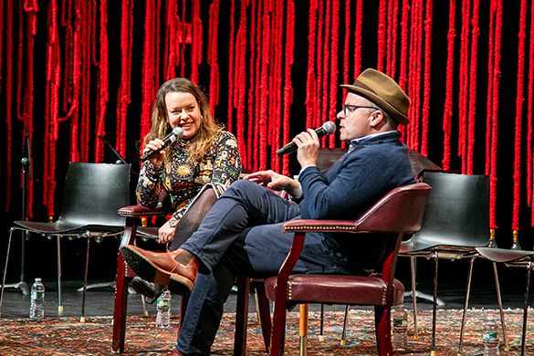 Kate Cortesi and J.T. Rogers in conversation at an earlier evening of LCT3’s Reading Series