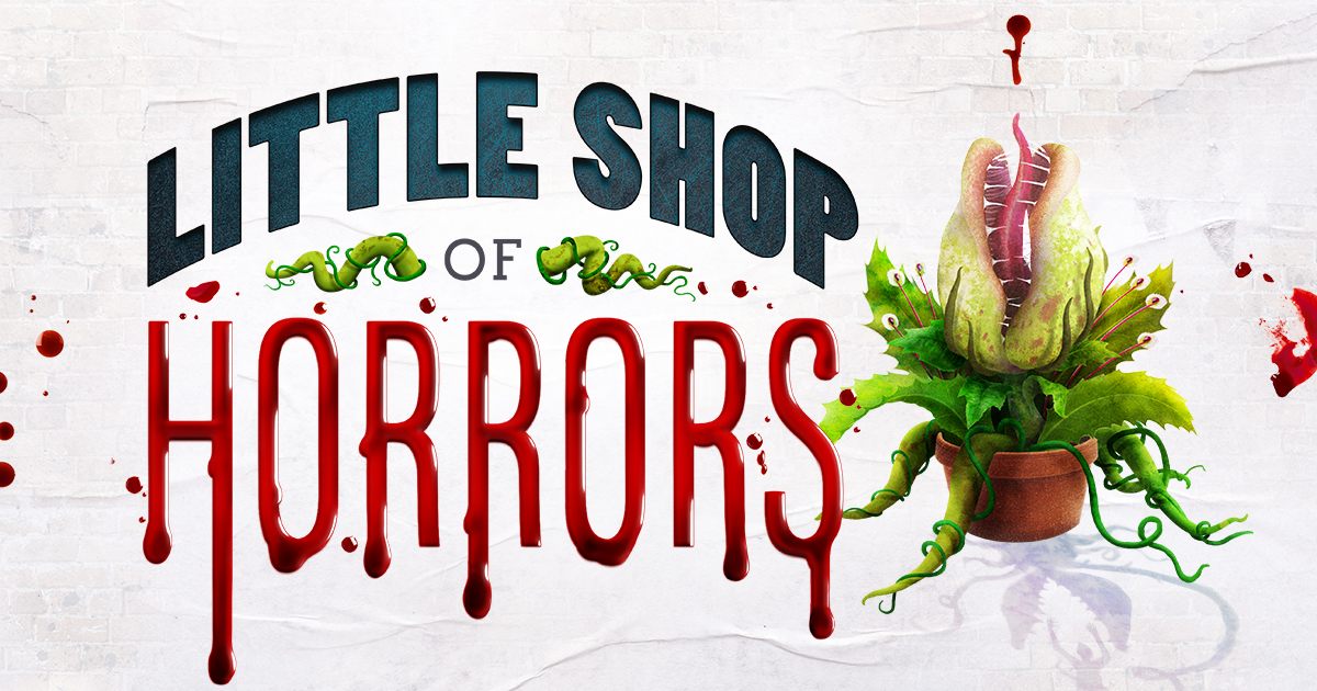 Little Shop of Horrors key art, with Audrey II in a flowerpot. Image courtesy of Little Shop of Horrors