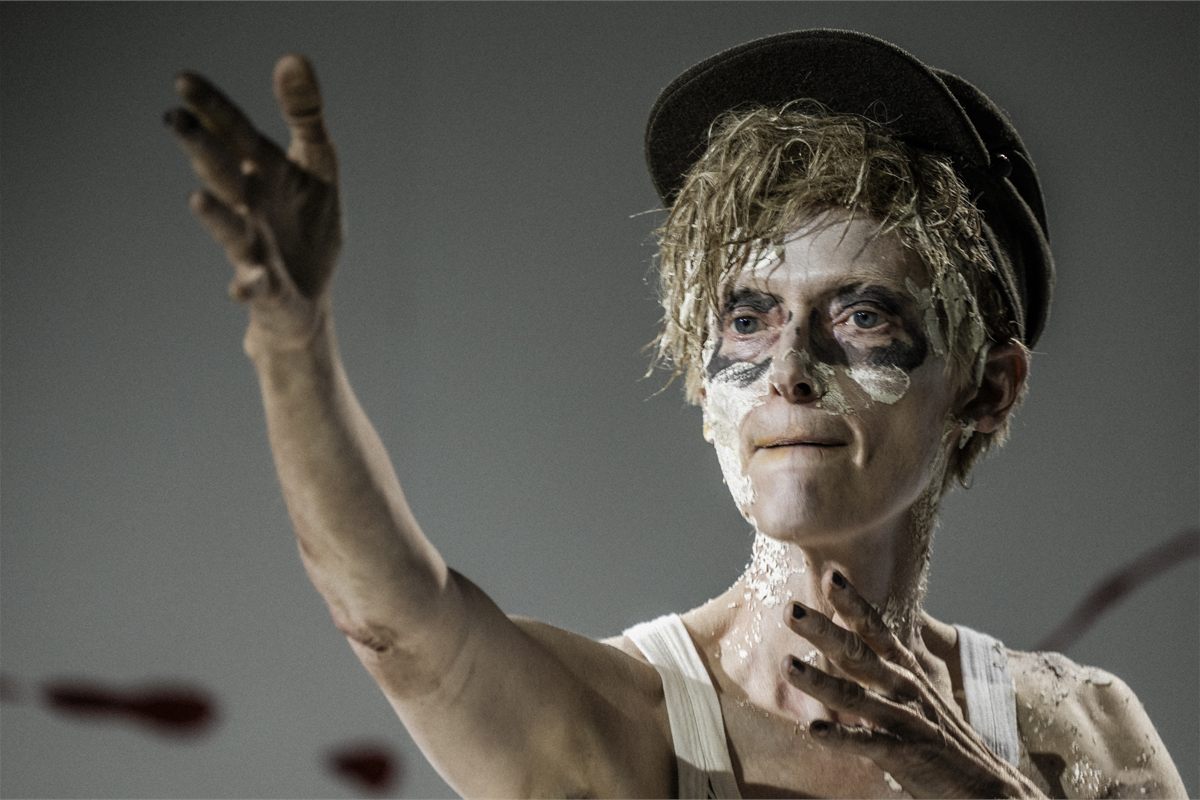 Tilda Swinton as Ella/Max in Man to Man at the Royal Court Theatre, London. Photo by Ruediger Glatz