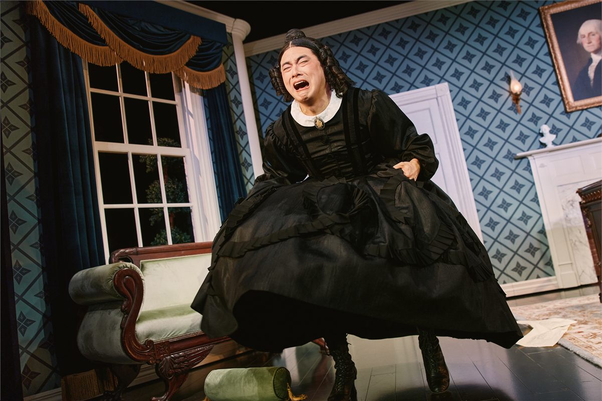 Bowen Yang as Mary Todd Lincoln in Oh, Mary! on Broadway. Photo by Emilio Madrid