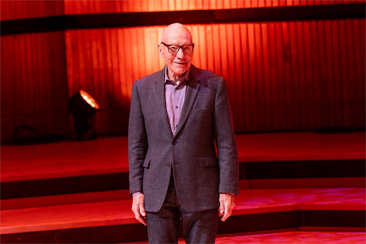 Sir Patrick Stewart onstage at the Royal Festival Hall, London, in October 2023. Photo: Raph_PH, CC BY 2.0, via Wikimedia Commons