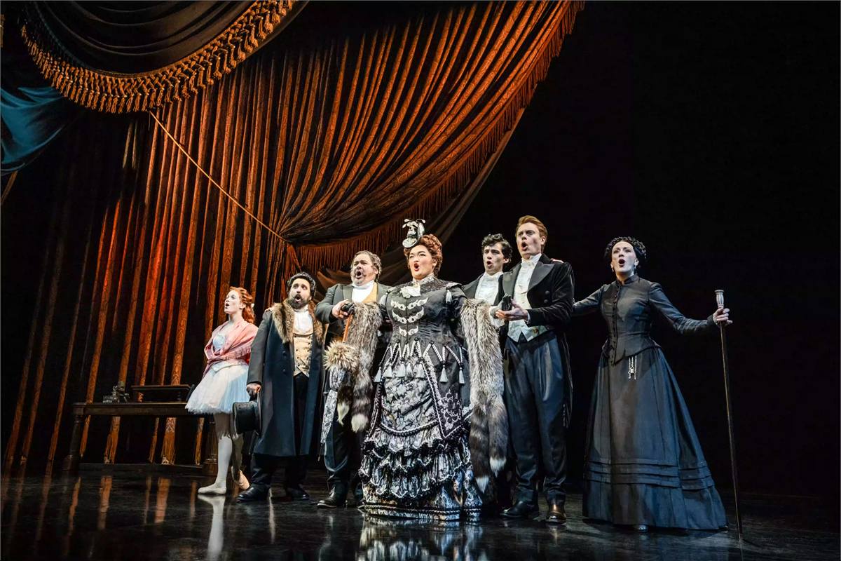 Madame Giry (right) with the company of the North American tour of The Phantom of the Opera. Photo by Matthew Murphy and Evan Zimmerman