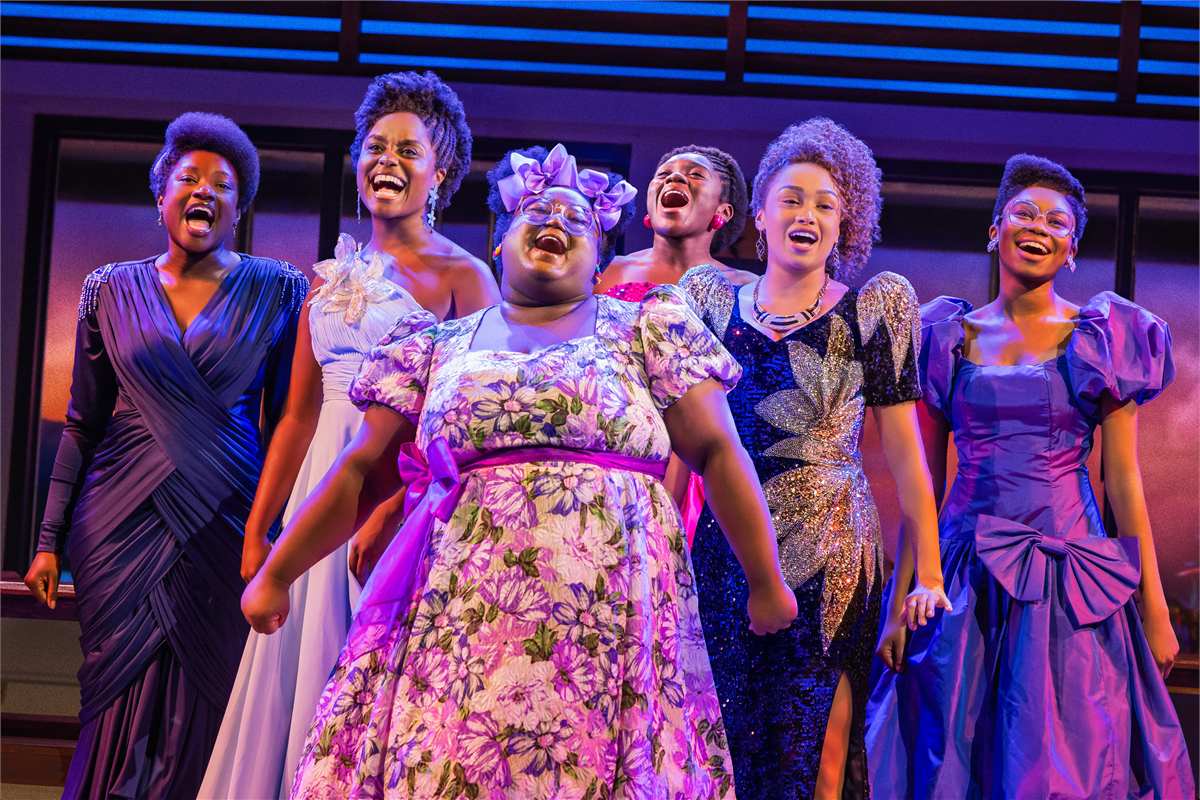 Lucia Aremu, Denée Benton, Erin Morton, Nia Otchere-Sarfo, Jasmine Amy Rogers and Jordan Rice in School Girls; Or, The African Mean Girls Play on Broadway. Photo by Matthew Murphy
