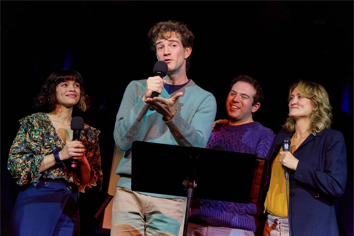 Gizel Jiménez, A.J. Shively, Jordan Matthew Brown and Angela Reed in The Dog Show at the Triad Theater. Photo by Jeremy Daniel