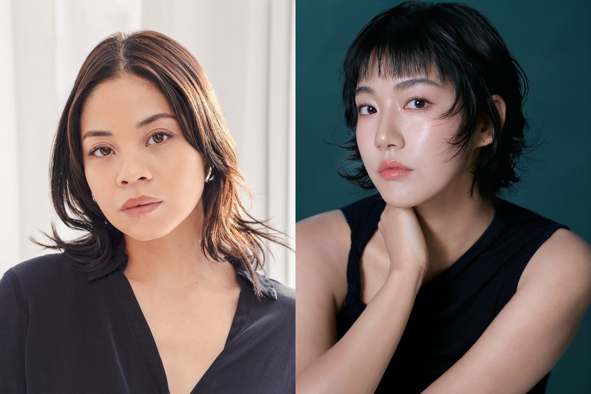 Eva Noblezada (left, photo by Caitlin McNaney) and Juyeon Song, who star in The Heart Sellers at MCC Theater